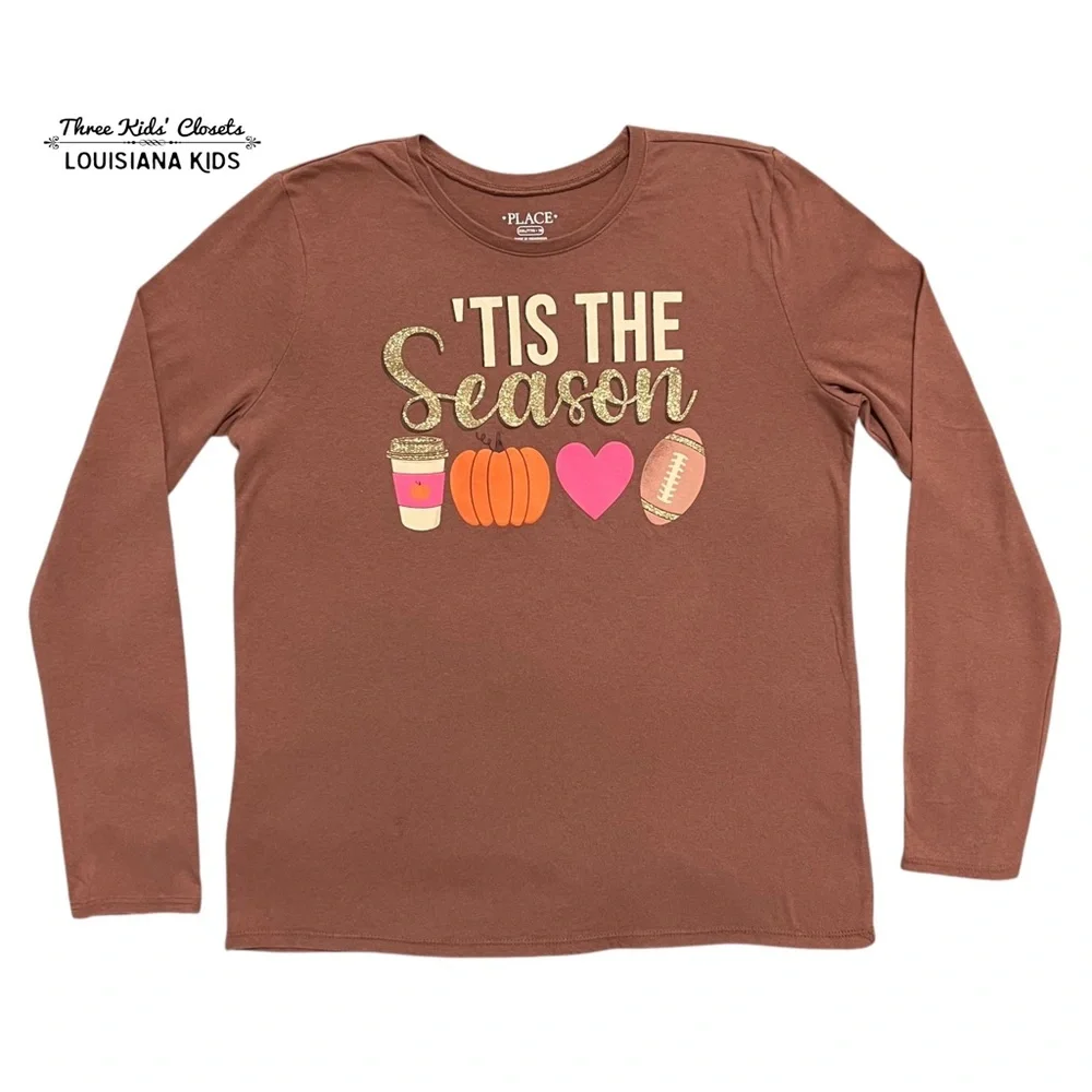 The Children's Place XXL (16) Brown 'Tis The Season Fall Shirt